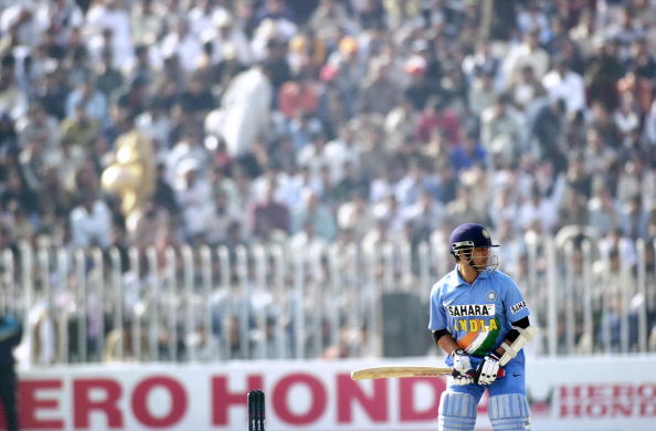 Indian cricketer Sachin Tendulkar watche